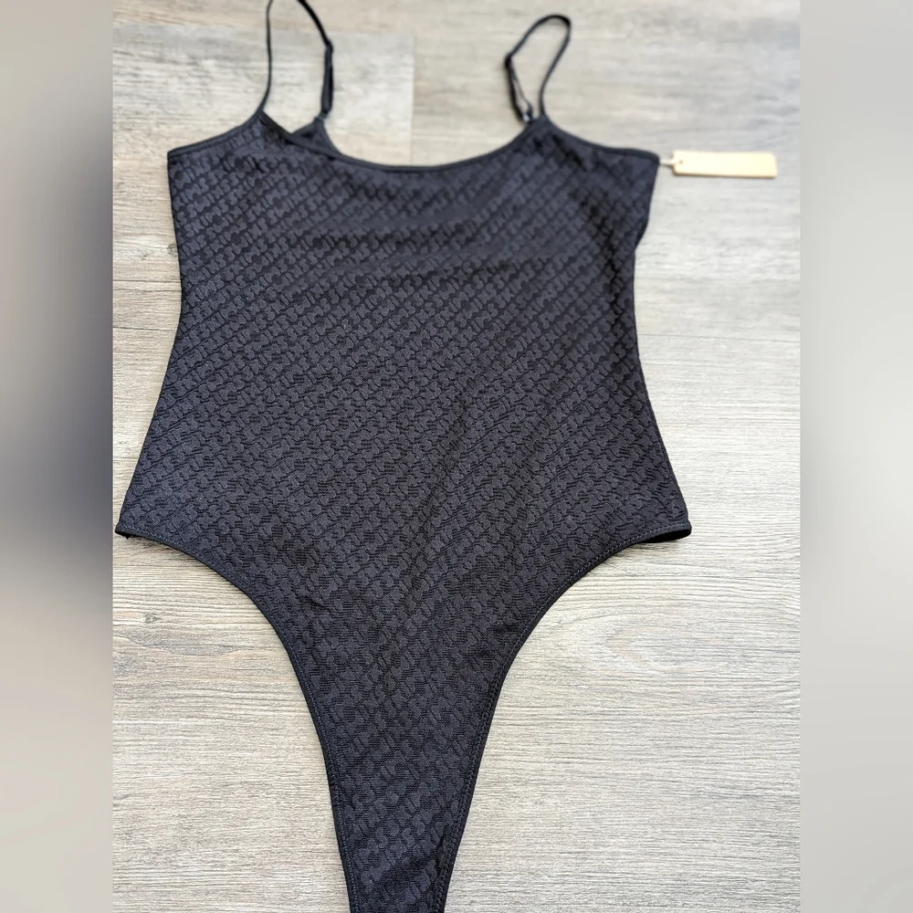 NWT - SKIMS black mesh logo bodysuit S - Picture 6 of 13